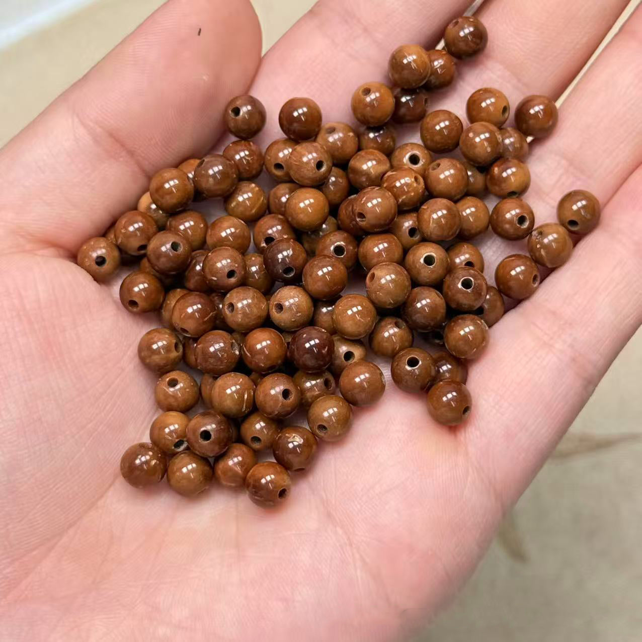 20PCS Genuine Natural Kuka Loose Beads, Smooth Round Wood Beads for Jewelry Making, DIY Bracelet Necklace Craft Supplies
