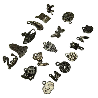 A Series of Charm 4: 10PCS Dark Gothic Black Flower Animal Pendants, Vintage Charm for DIY Jewelry, Retro Dark Style Pendant for Necklace or Earrings