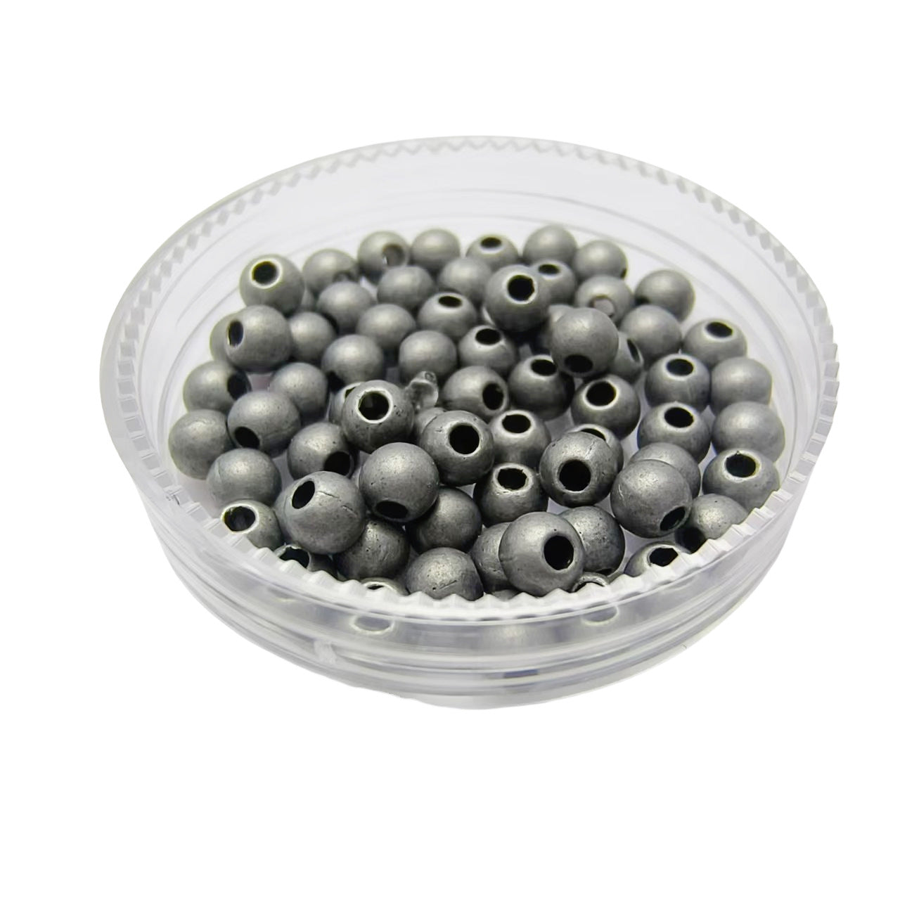 100PCS Vintage Solid  Round Beads, Retro Metal Spacer Beads for DIY Jewelry Making, Silver Ball Loose Beads
