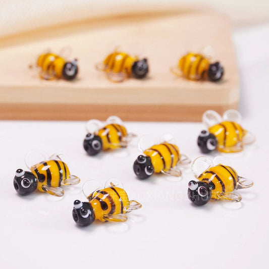 2PCS Handmade Glass Small Bee Beads | Insect & Animal Themed Loose Beads | DIY Bracelet & Necklace Craft Accessories