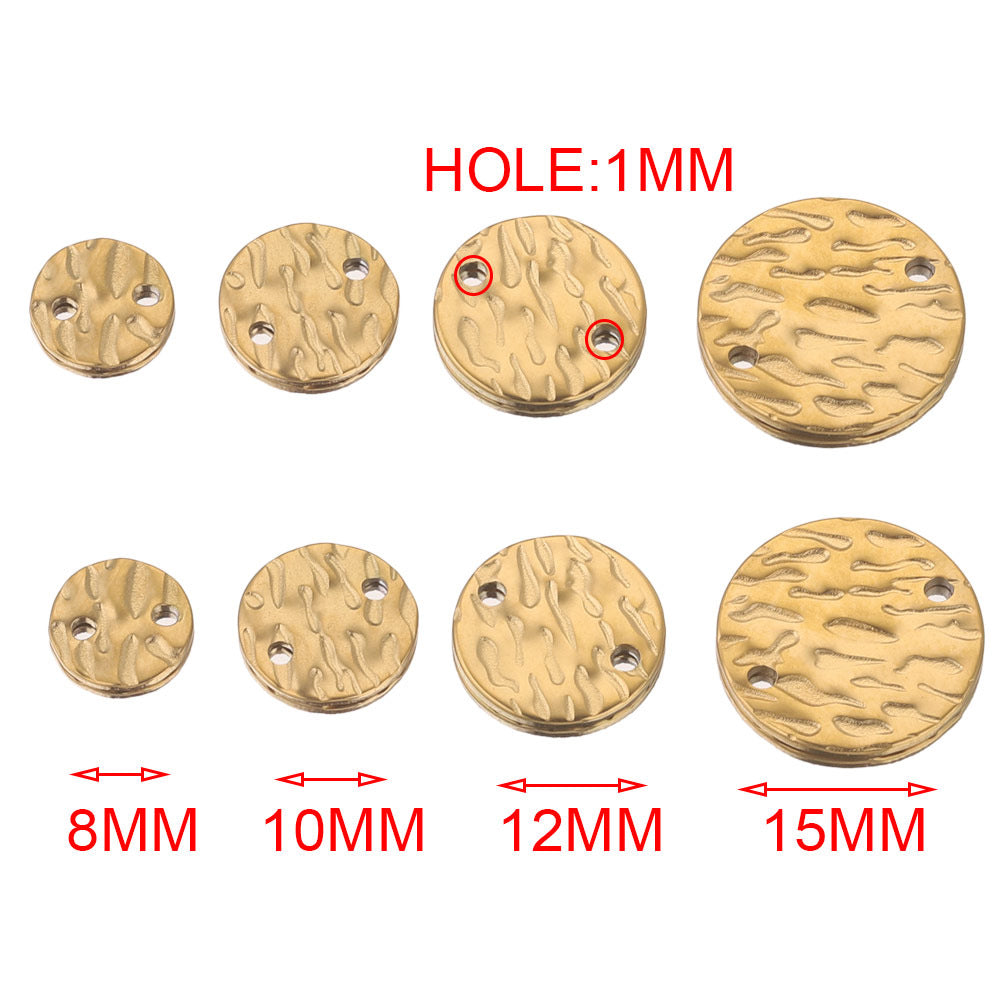 20PCS Stainless Steel Irregular Embossed Disc Pendants - Titanium Steel Holed Charms for DIY Earrings & Necklaces
