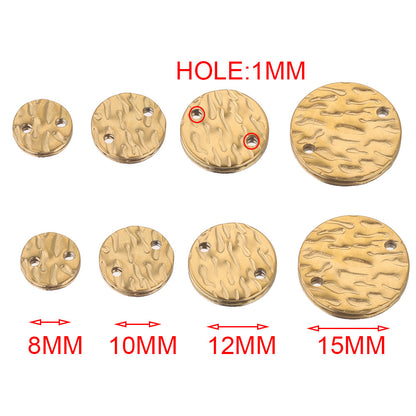 20PCS Stainless Steel Irregular Embossed Disc Pendants - Titanium Steel Holed Charms for DIY Earrings & Necklaces