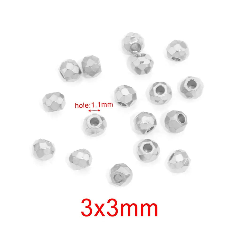10PCS Stainless Steel (Titanium Steel) Faceted Beads & Domed Beads | Vacuum Gold-Plated Spacer Beads, DIY Jewelry Craft Supplies