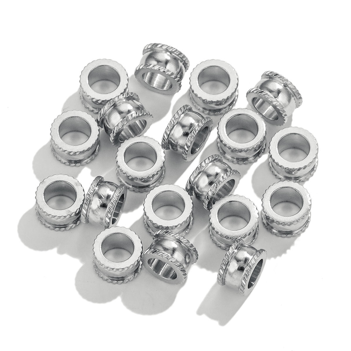 20PCS Stainless Steel Large Hole Beads, DIY Jewelry Making Supplies, Tarnish Resistant Spacer Beads, Fashion Findings for Bracelet Necklace