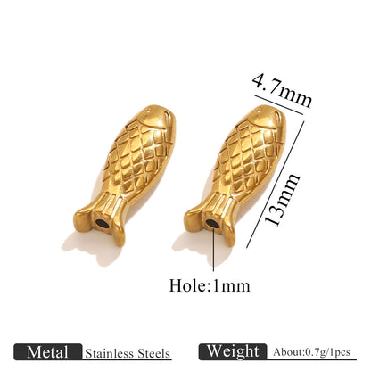 Stainless Steel Fish Spacer Beads - Polished Loose Beads for Necklace & Bracelet Making
