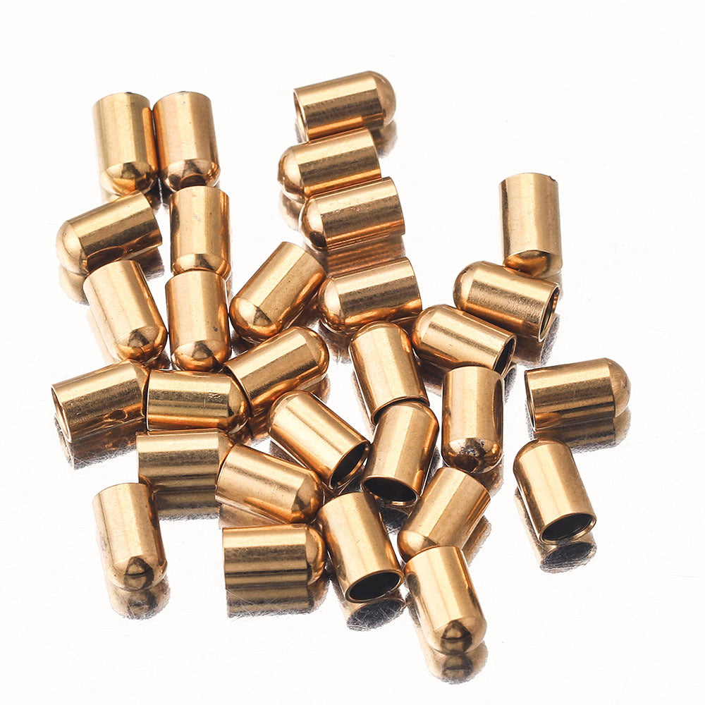 30PCS 18K Gold Plated Stainless Steel End Caps, Cord Ends, Snake Head & Round Head Cord Tips, DIY Bracelet Necklace Leather Jewelry Findings