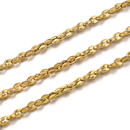 1 Meter Stainless Steel Chunky Chain, Titanium Gold Plated Button-Style Decorative Chain, DIY Necklace and Bracelet Jewelry Making Supplies