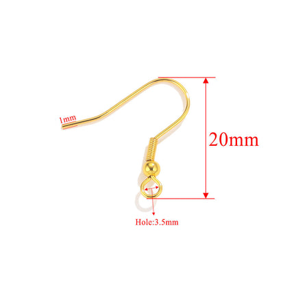 5Pairs Stainless Steel Spring Earrings Hooks with Beads | 18K Real Gold Plated Ear Wires, DIY Accessory for Earring Jewelry Making