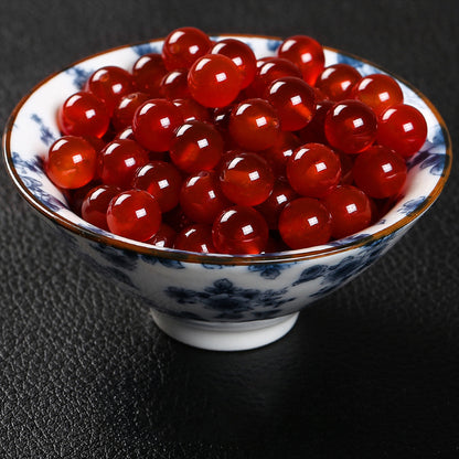 6mm/8mm/10mm Half Hole Red Agate Beads - Natural Gemstone Beads for DIY Earrings, Jewelry Supplies