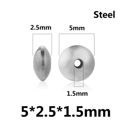 100PCS Stainless Steel Abacus Beads & Flying Saucer Beads - Vacuum Gold Plated Arc Beads, Spacer Beads & Positioning Beads for Jewelry Making, DIY Craft Supplies
