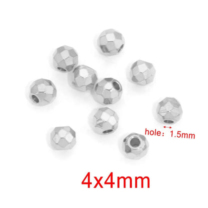 10PCS Stainless Steel (Titanium Steel) Faceted Beads & Domed Beads | Vacuum Gold-Plated Spacer Beads, DIY Jewelry Craft Supplies