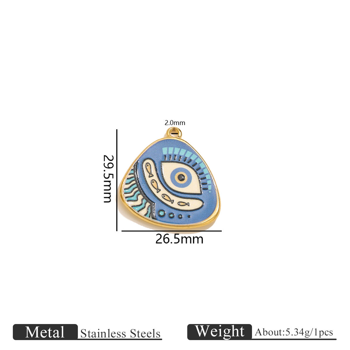 Stainless Steel Irregular Blue Heart Pendants, Enameled Flower & Eye Printed Charms, DIY Jewelry Accessories for Necklaces/Earrings