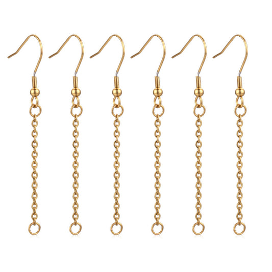 2Pairs Stainless Steel Vacuum Color-Retention Earring Extender Chain | DIY Earring Material for Ear Wires & Tassel Chains, Jewelry Supplies