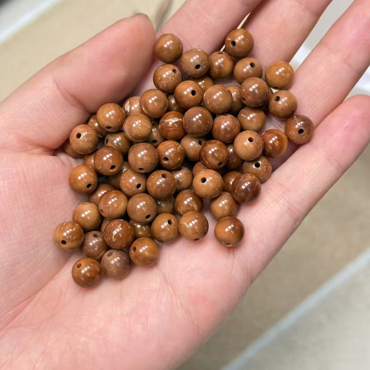 20PCS Genuine Natural Kuka Loose Beads, Smooth Round Wood Beads for Jewelry Making, DIY Bracelet Necklace Craft Supplies