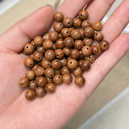 20PCS Genuine Natural Kuka Loose Beads, Smooth Round Wood Beads for Jewelry Making, DIY Bracelet Necklace Craft Supplies