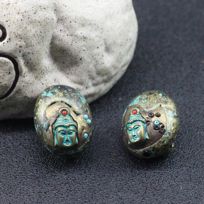 Nepal Style Guanyin Buddha Pendant, Tibetan Buddhist Amulet, Vintage Brass Buddha Charm, Spiritual Jewelry, Protection Talisman Necklace