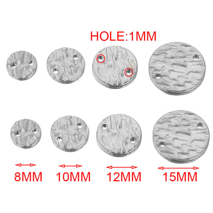 20PCS Stainless Steel Irregular Embossed Disc Pendants - Titanium Steel Holed Charms for DIY Earrings & Necklaces