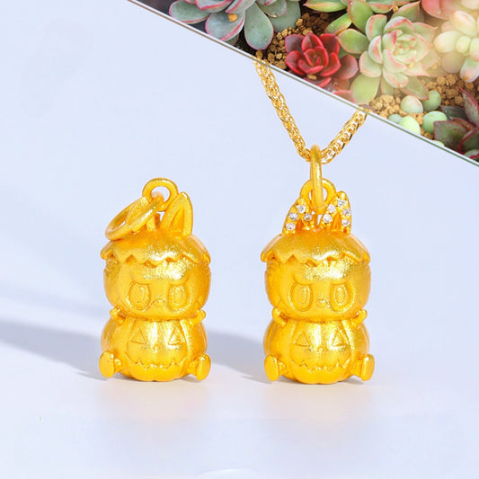 Sandal Gold Pumpkin LABUBU Charm, DIY Jewelry Pendant, Cute Kawaii Accessory