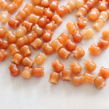 Natural Stone Lily of the Valley Beads, White Jade Aventurine Rose Quartz Yellow Jade, Carved Flower Spacer Beads for DIY Jewelry Making
