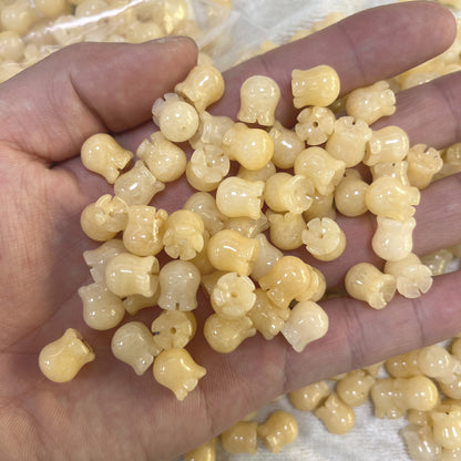 Natural Stone Lily of the Valley Beads, White Jade Aventurine Rose Quartz Yellow Jade, Carved Flower Spacer Beads for DIY Jewelry Making
