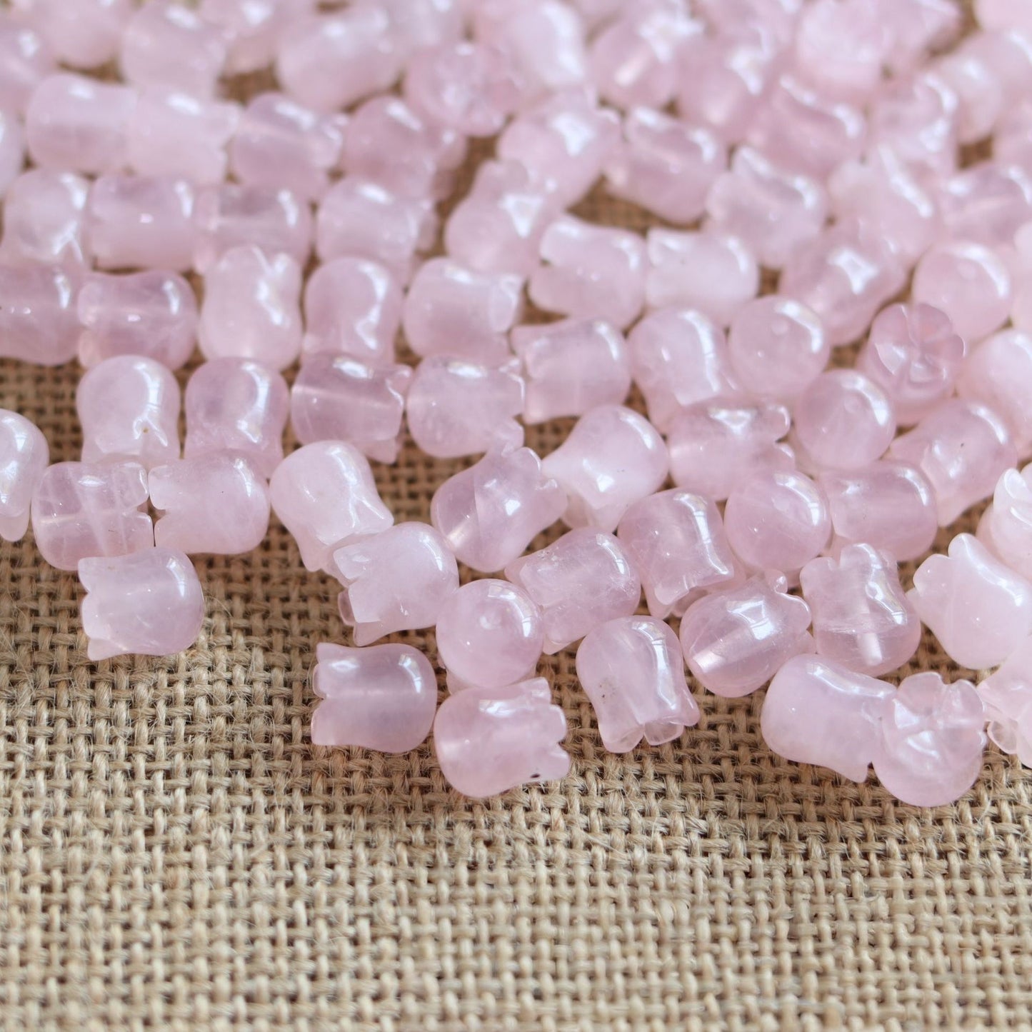 Natural Stone Lily of the Valley Beads, White Jade Aventurine Rose Quartz Yellow Jade, Carved Flower Spacer Beads for DIY Jewelry Making