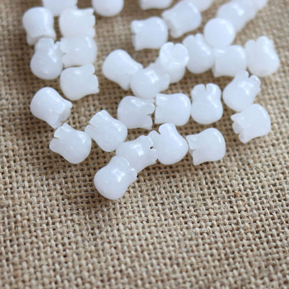 Natural Stone Lily of the Valley Beads, White Jade Aventurine Rose Quartz Yellow Jade, Carved Flower Spacer Beads for DIY Jewelry Making