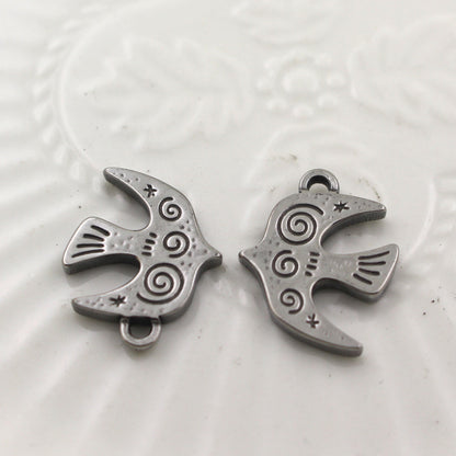 Stainless Steel Retro Swallow Pendant | Cute DIY Jewelry Charm for Necklaces, Earrings & Handmade Crafts