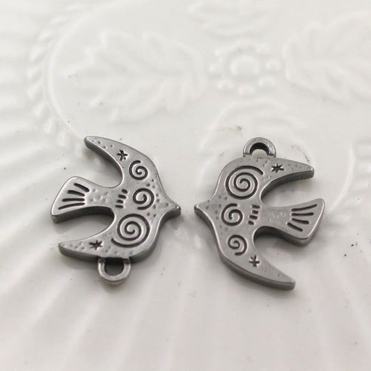 Stainless Steel Retro Swallow Pendant | Cute DIY Jewelry Charm for Necklaces, Earrings & Handmade Crafts