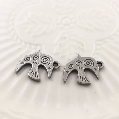 Stainless Steel Retro Swallow Pendant | Cute DIY Jewelry Charm for Necklaces, Earrings & Handmade Crafts