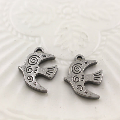 Stainless Steel Retro Swallow Pendant | Cute DIY Jewelry Charm for Necklaces, Earrings & Handmade Crafts