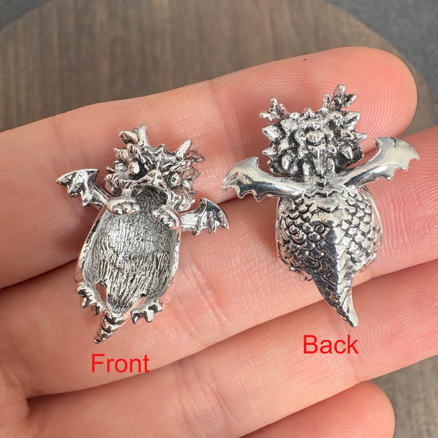 4PCS Tiny Winged Dragon Bead Holders, Vintage Bronze Spacer Cap for Round Bead DIY Jewelry