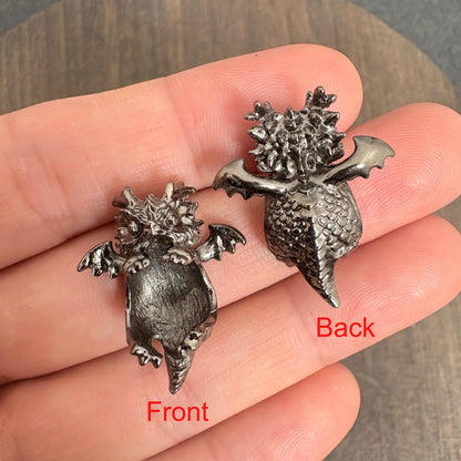 4PCS Tiny Winged Dragon Bead Holders, Vintage Bronze Spacer Cap for Round Bead DIY Jewelry