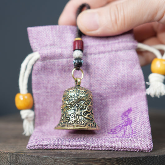 Vintage Solid Brass Dragon Bell Charm, Retro Dragon Pendant Hanging Ornament