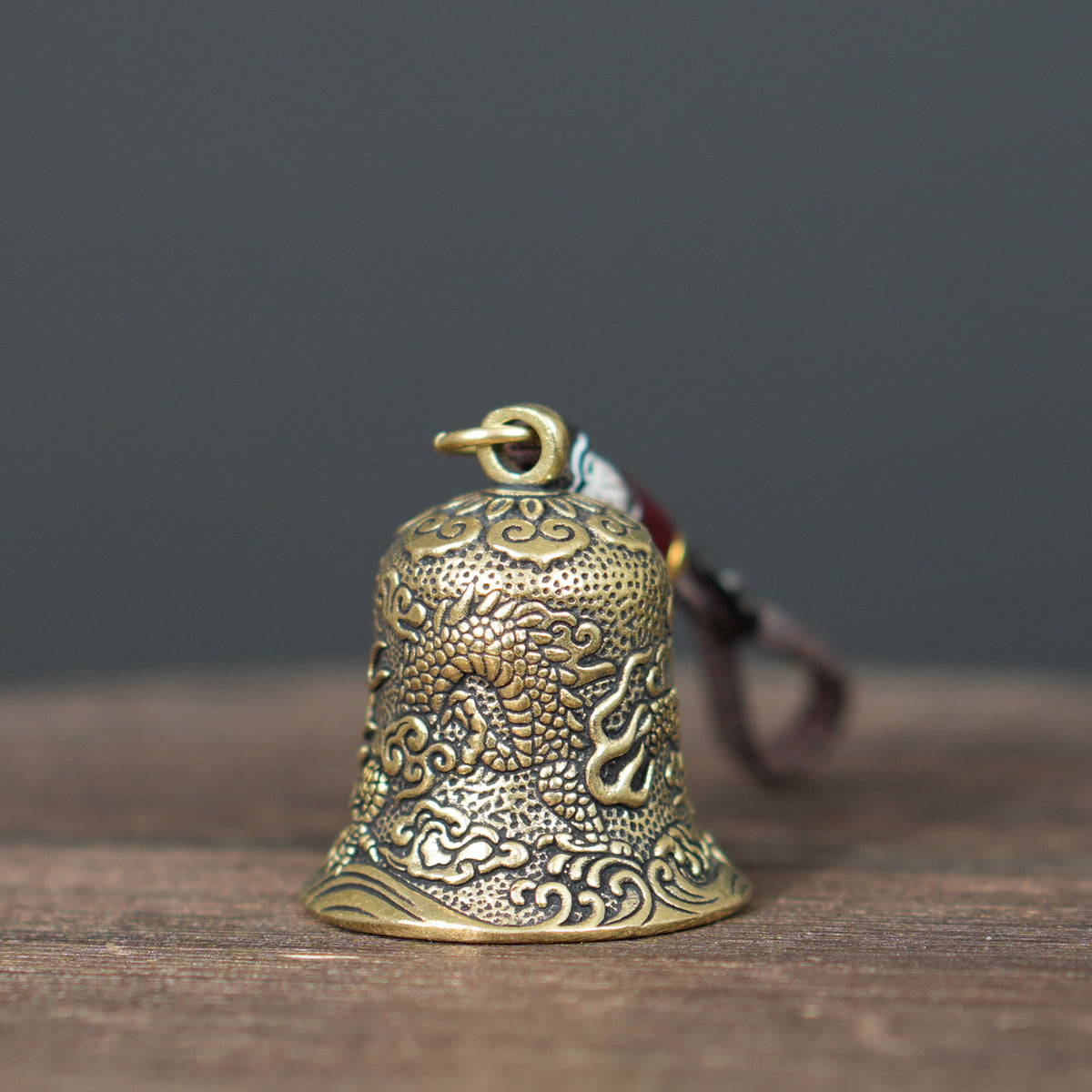 Vintage Solid Brass Dragon Bell Charm, Retro Dragon Pendant Hanging Ornament