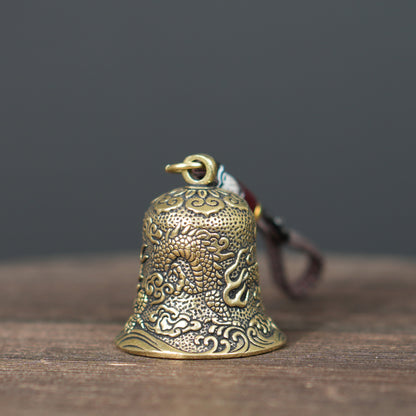 Vintage Solid Brass Dragon Bell Charm, Retro Dragon Pendant Hanging Ornament
