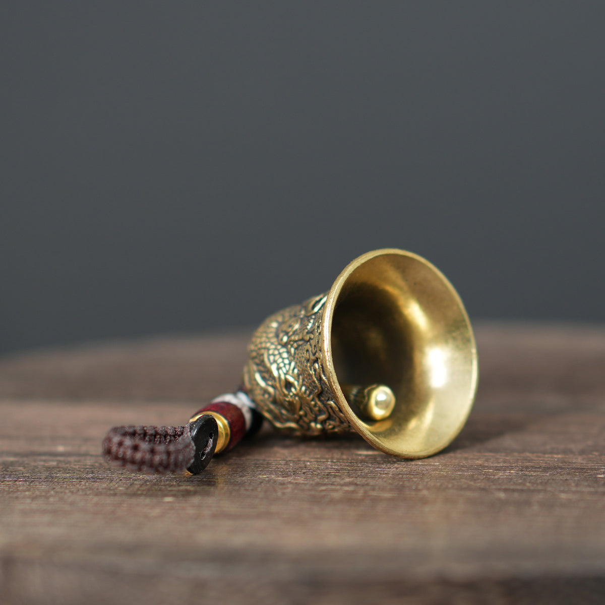 Vintage Solid Brass Dragon Bell Charm, Retro Dragon Pendant Hanging Ornament