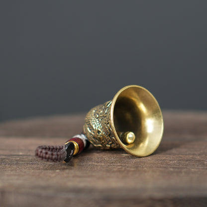 Vintage Solid Brass Dragon Bell Charm, Retro Dragon Pendant Hanging Ornament