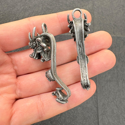 2PCS Vintage Dragon Head Ruyi Charms – Chinese Style Jewelry Findings