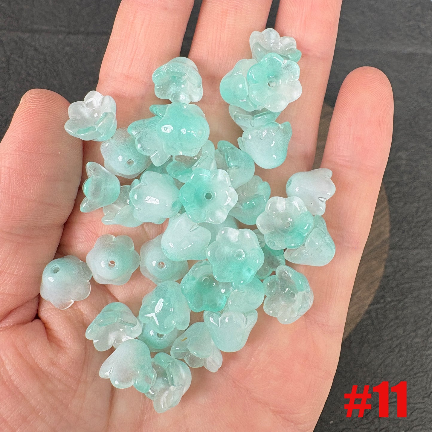 40PCS Glass Lily of the Valley Flower Beads, Transparent Bell Flower Charms for DIY Jewelry, Earrings Necklace Making Supplies