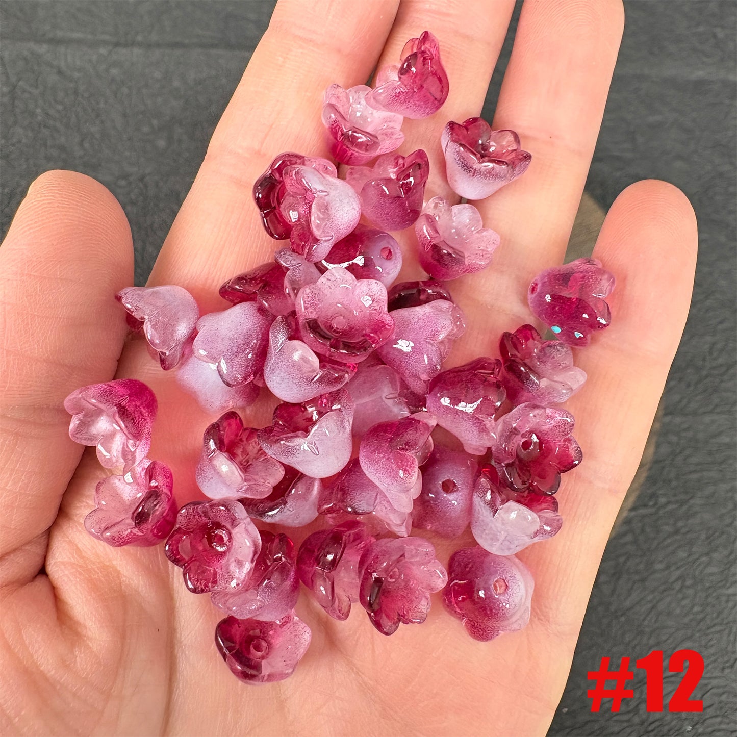 40PCS Glass Lily of the Valley Flower Beads, Transparent Bell Flower Charms for DIY Jewelry, Earrings Necklace Making Supplies