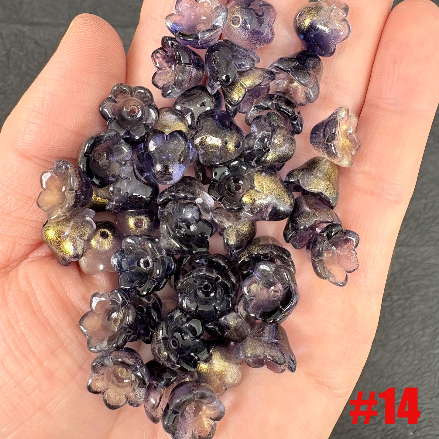40PCS Glass Lily of the Valley Flower Beads, Transparent Bell Flower Charms for DIY Jewelry, Earrings Necklace Making Supplies