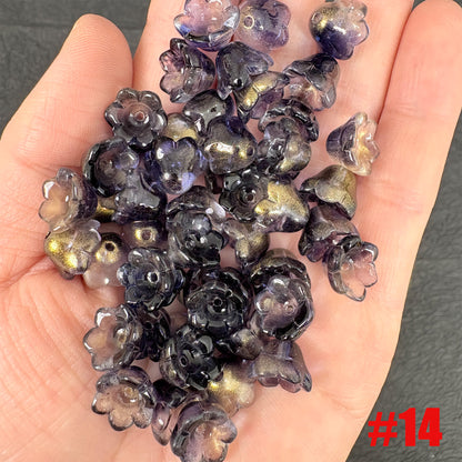 40PCS Glass Lily of the Valley Flower Beads, Transparent Bell Flower Charms for DIY Jewelry, Earrings Necklace Making Supplies