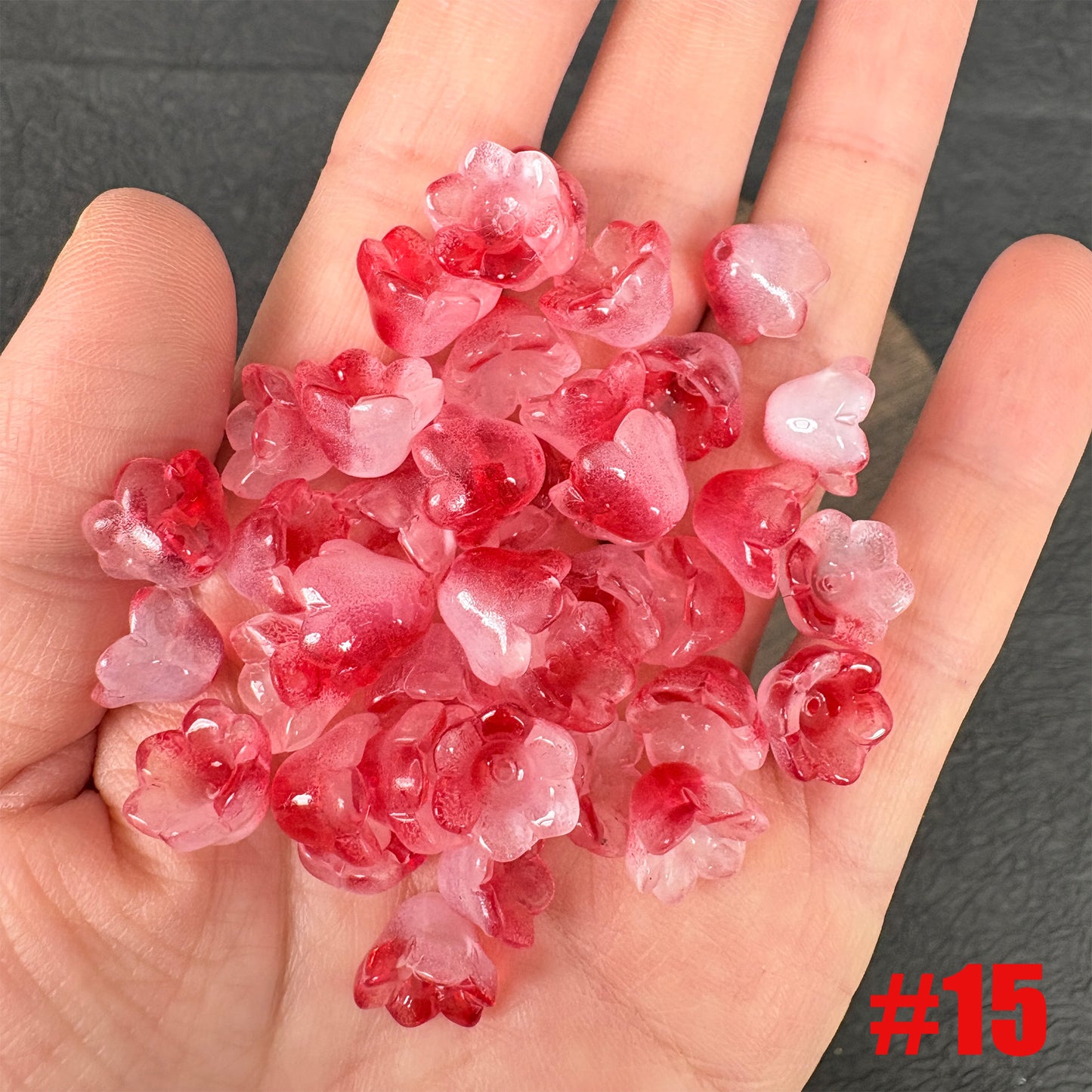 40PCS Glass Lily of the Valley Flower Beads, Transparent Bell Flower Charms for DIY Jewelry, Earrings Necklace Making Supplies