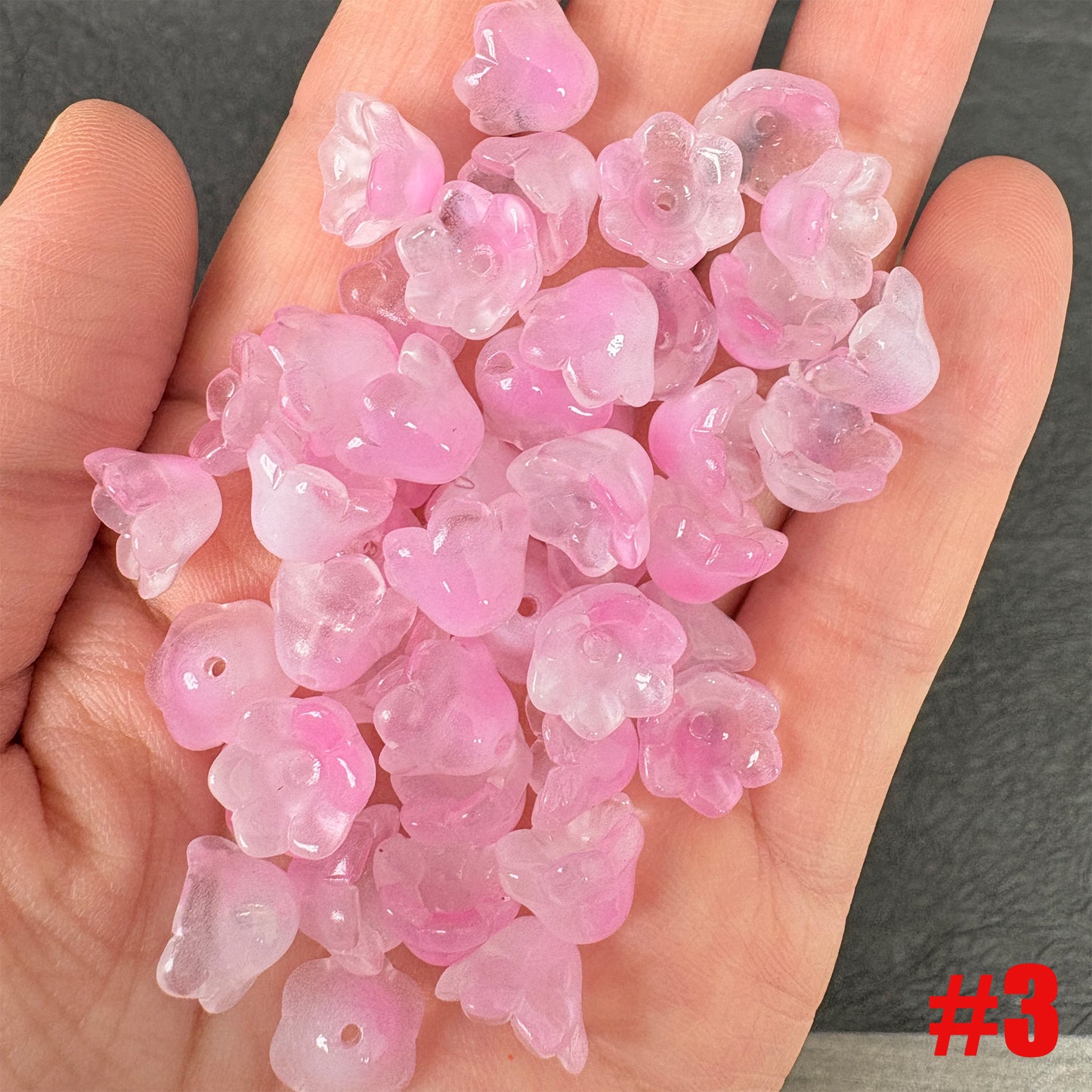 40PCS Glass Lily of the Valley Flower Beads, Transparent Bell Flower Charms for DIY Jewelry, Earrings Necklace Making Supplies