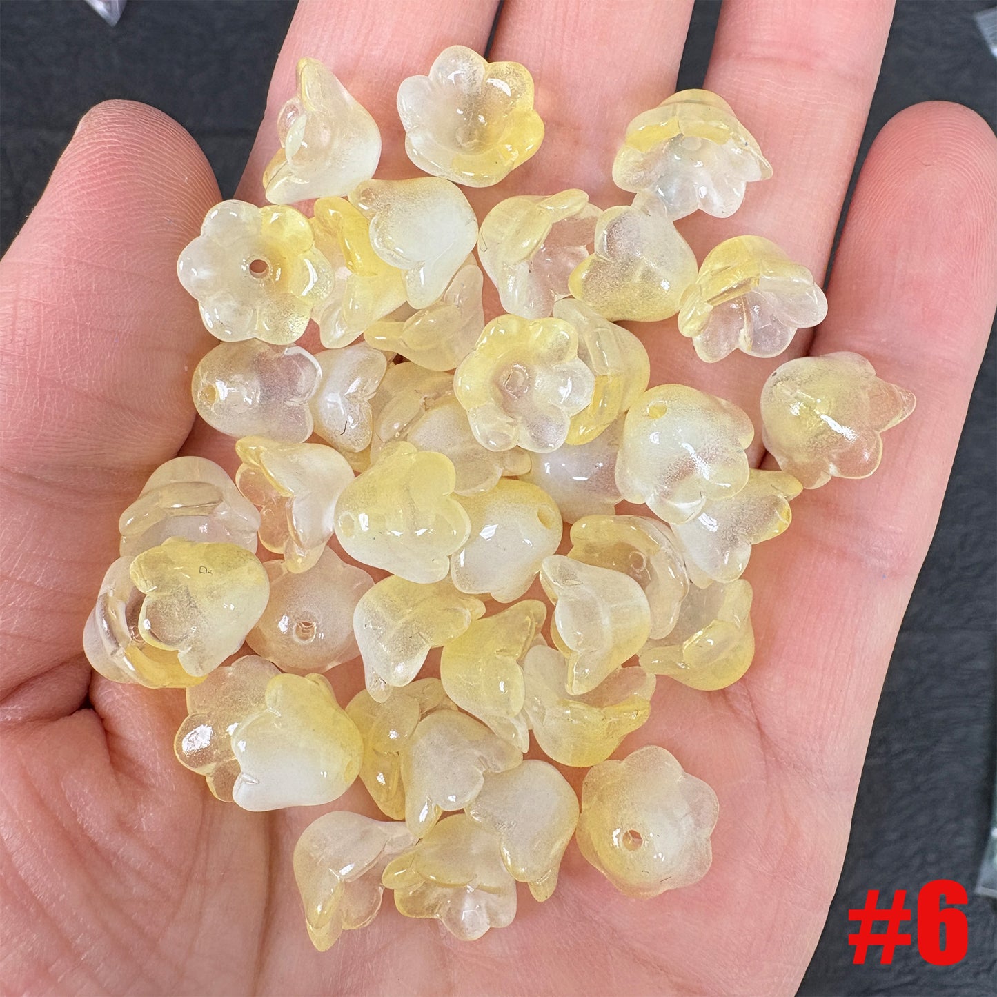 40PCS Glass Lily of the Valley Flower Beads, Transparent Bell Flower Charms for DIY Jewelry, Earrings Necklace Making Supplies