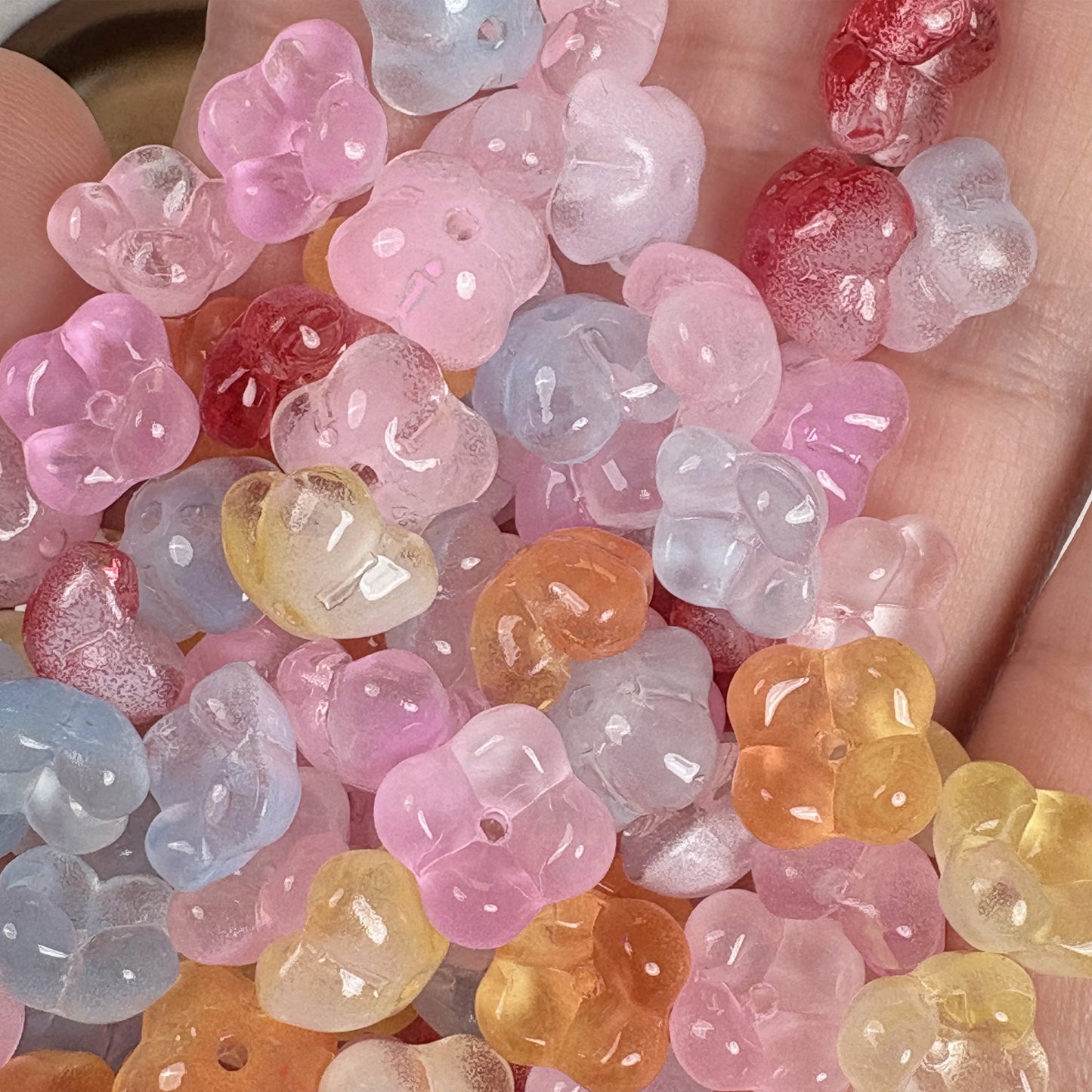 20PCS 10mm Glass Osmanthus Flower Beads, Round Glass Beads for DIY Jewelry Making, Bracelet Necklace Supplies