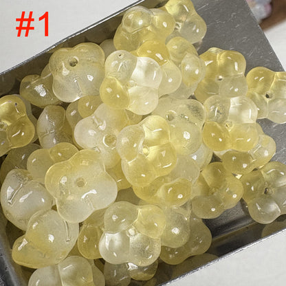20PCS 10mm Glass Osmanthus Flower Beads, Round Glass Beads for DIY Jewelry Making, Bracelet Necklace Supplies