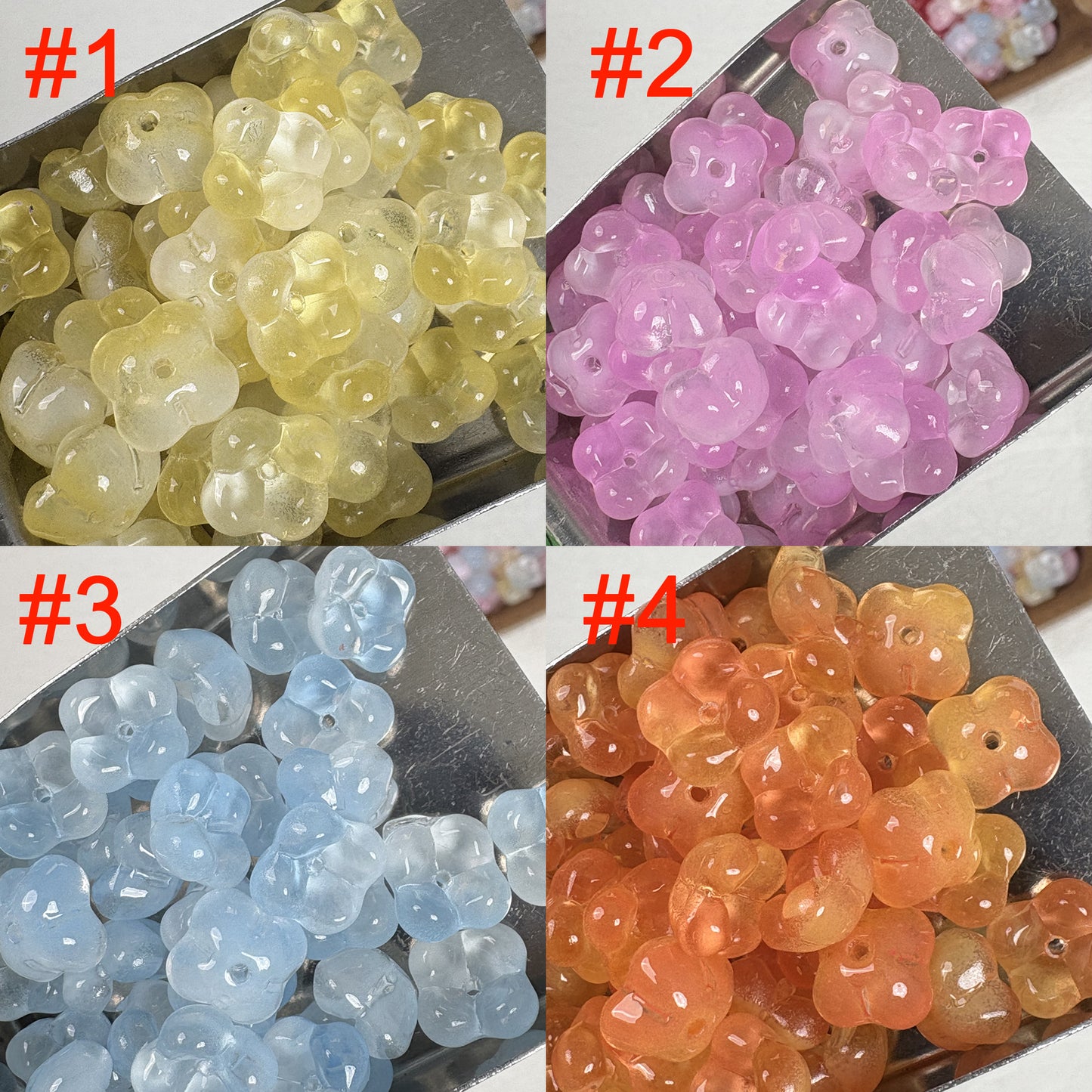 20PCS 10mm Glass Osmanthus Flower Beads, Round Glass Beads for DIY Jewelry Making, Bracelet Necklace Supplies