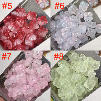 20PCS 10mm Glass Osmanthus Flower Beads, Round Glass Beads for DIY Jewelry Making, Bracelet Necklace Supplies