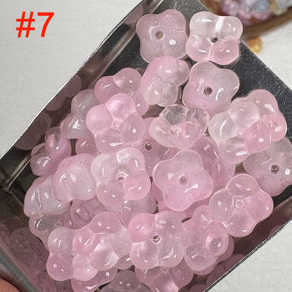 20PCS 10mm Glass Osmanthus Flower Beads, Round Glass Beads for DIY Jewelry Making, Bracelet Necklace Supplies